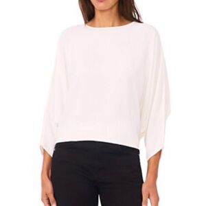 Vince Dolman 3/4 sleeve white silk top